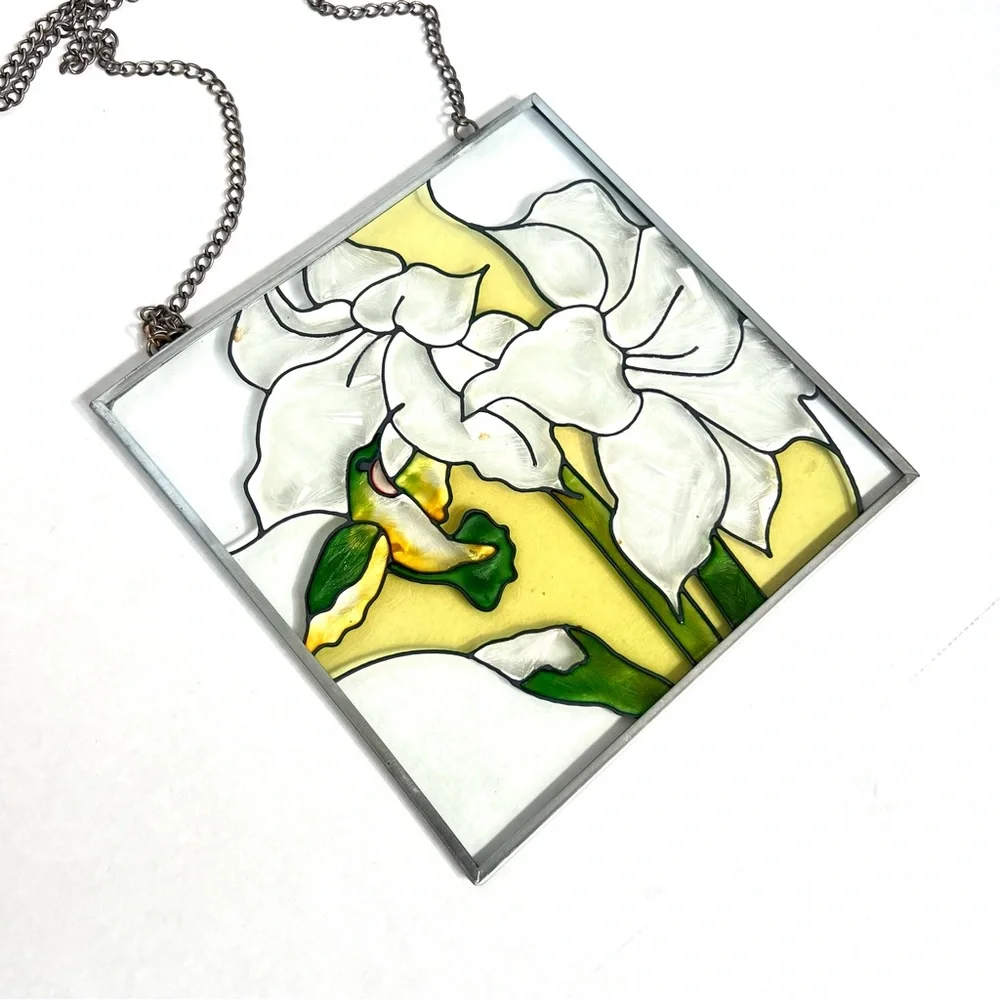 Stained Glass Hummingbird & Flower Wall Decor